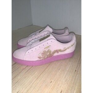 Puma Suede Y2K Dragon Lace Shoes Kid's Size 6C Pink Gold Excellent Condition